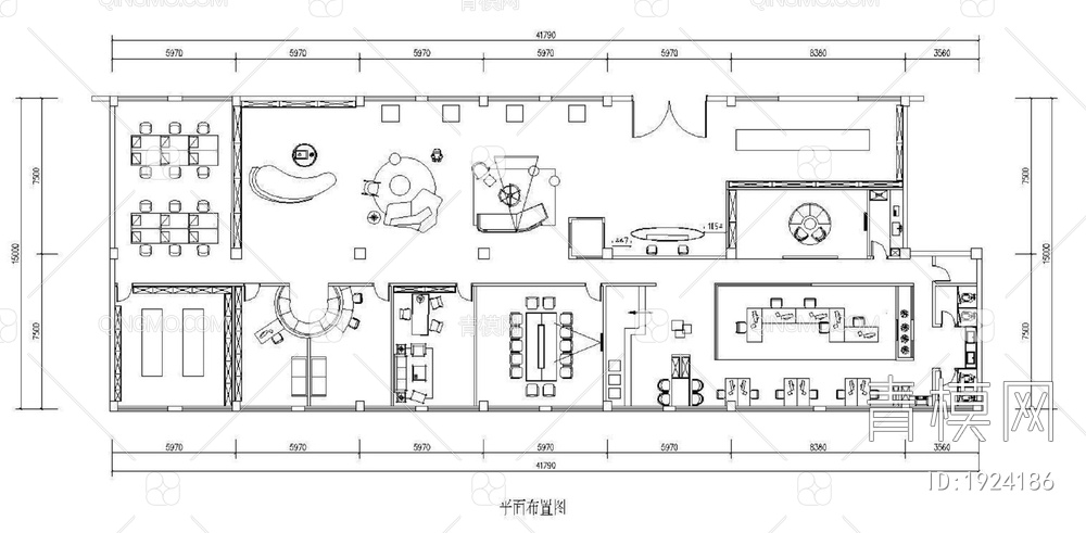 办公室家居展厅 施工图【ID:1924186】