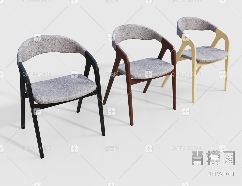 灰色布艺单椅3D模型下载【ID:1924041】