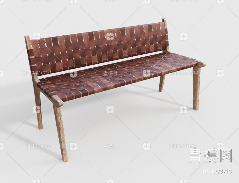 实木编织长椅 户外椅3D模型下载【ID:1923713】