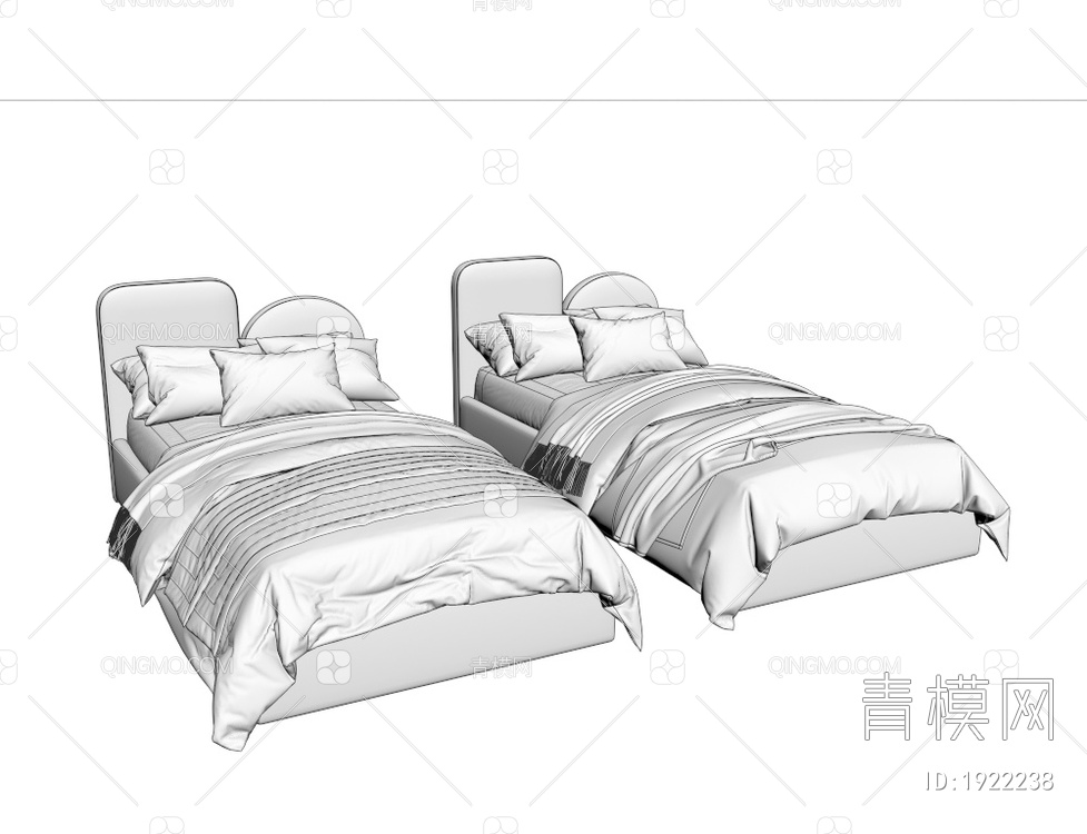 布艺单人床 儿童床3D模型下载【ID:1922238】