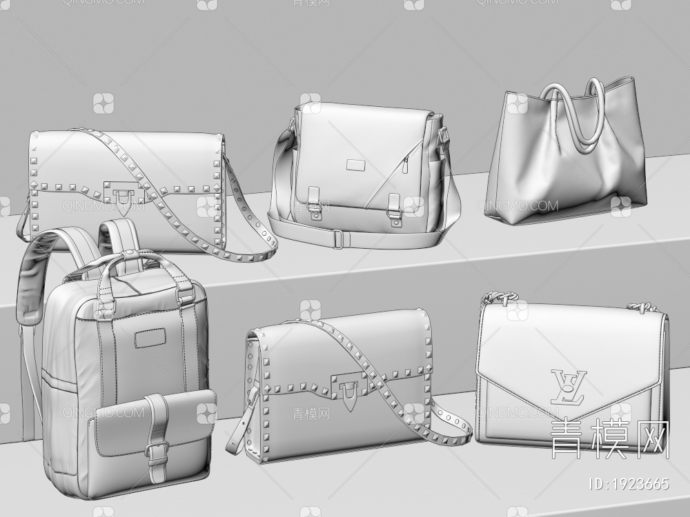 女士箱包 包包 手提包 背包 皮包 斜挎包 公文包3D模型下载【ID:1923665】