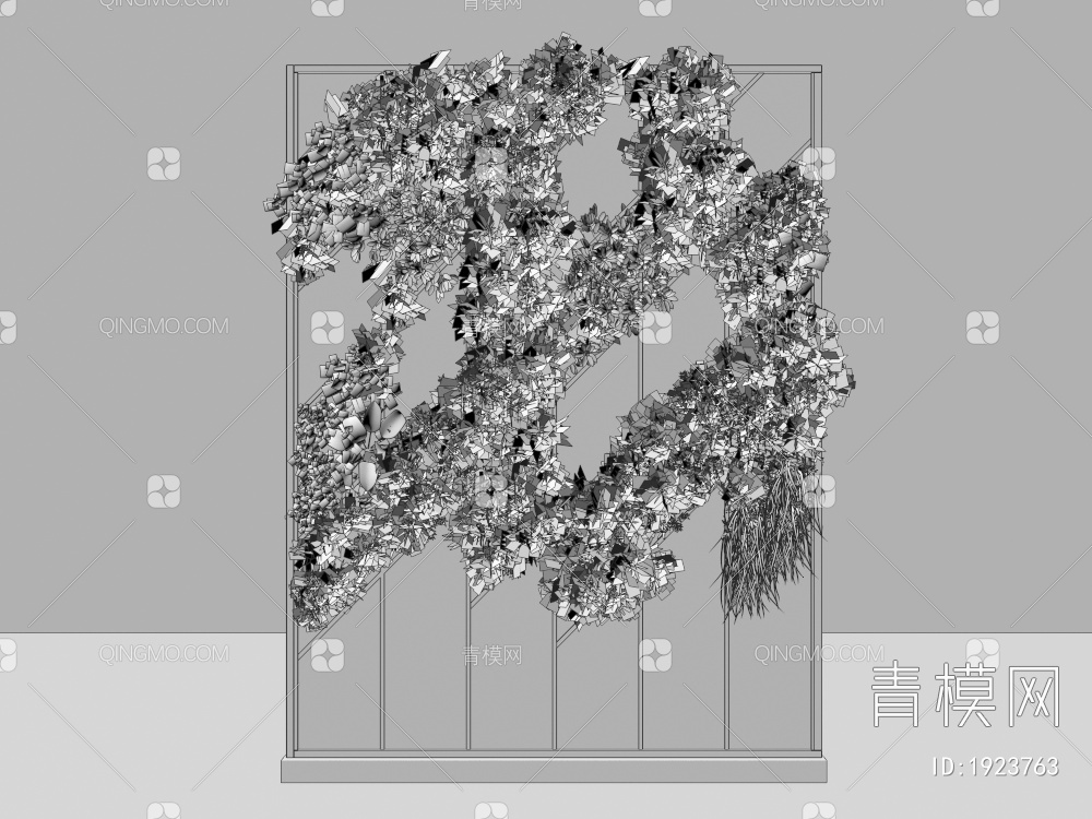 景墙，绿植墙，屏风隔断墙，植物墙，造景墙3D模型下载【ID:1923763】