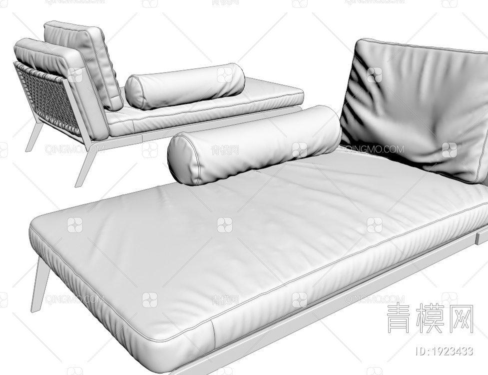 布艺贵妃椅单人沙发3D模型下载【ID:1923433】