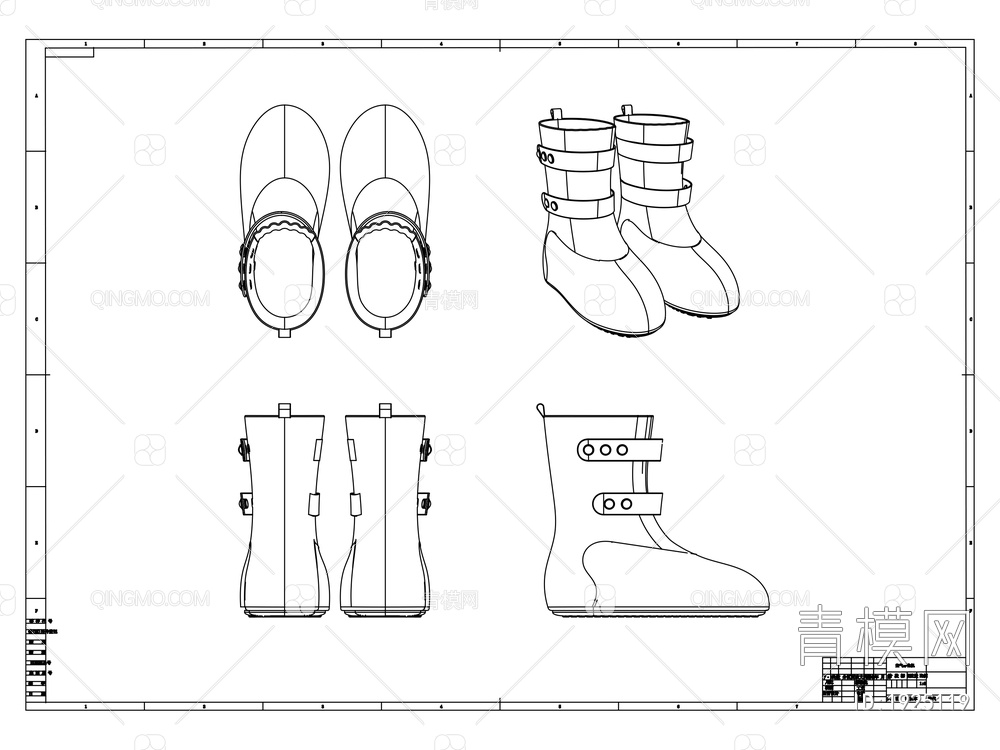 儿童雨鞋CAD制作图【ID:1925119】