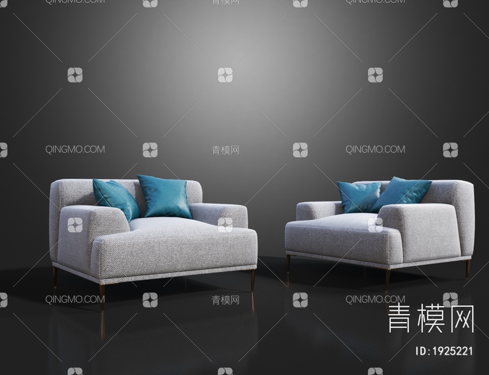 白色布料单人休闲沙发3D模型下载【ID:1925221】