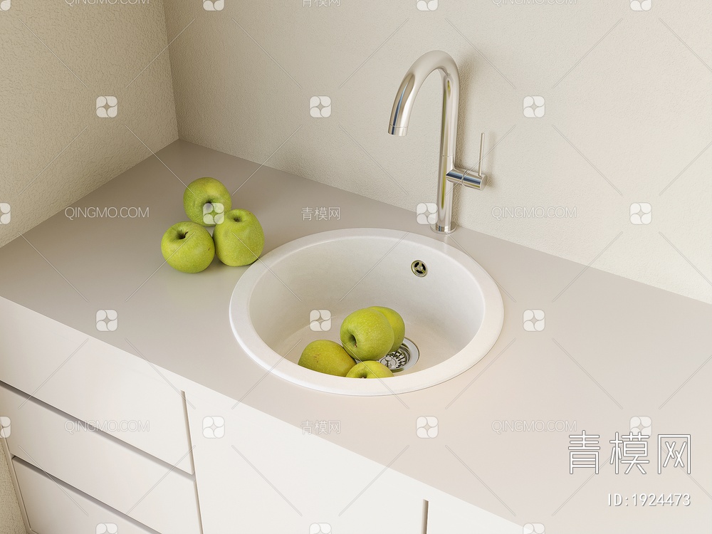 水槽，龙头洗菜盆3D模型下载【ID:1924473】