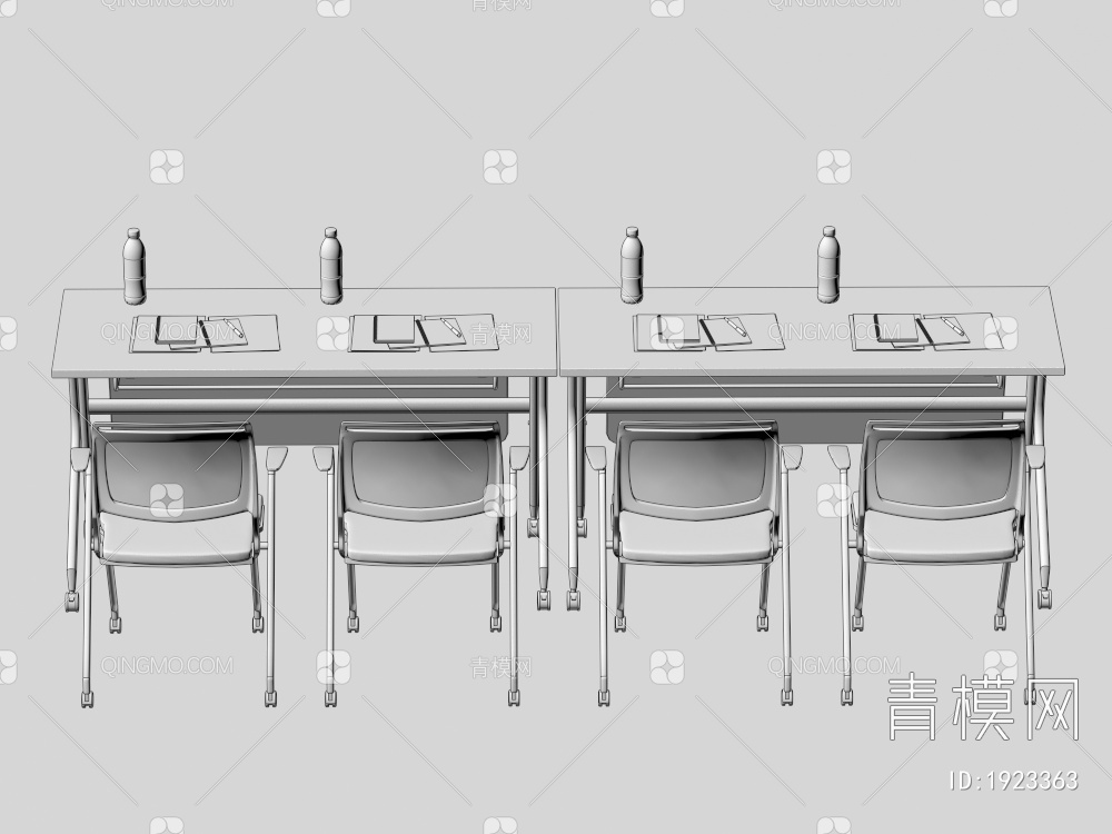学校培训桌椅，会议条桌，折叠长条桌，报告厅活动桌椅3D模型下载【ID:1923363】