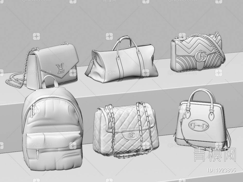 女士箱包 包包 手提包 背包 皮包 斜挎包 公文包3D模型下载【ID:1923805】