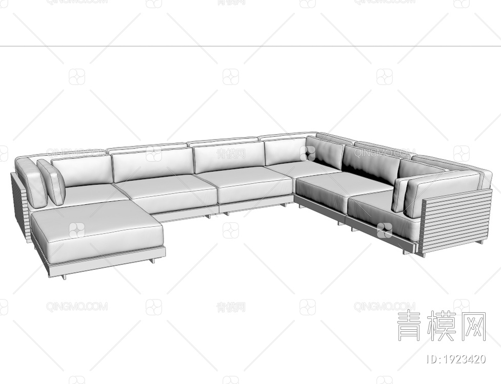 白色转角沙发 多人沙发3D模型下载【ID:1923420】