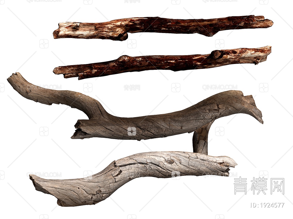木头 树枝 树干 木材 木柴 木棍 朽木3D模型下载【ID:1924577】