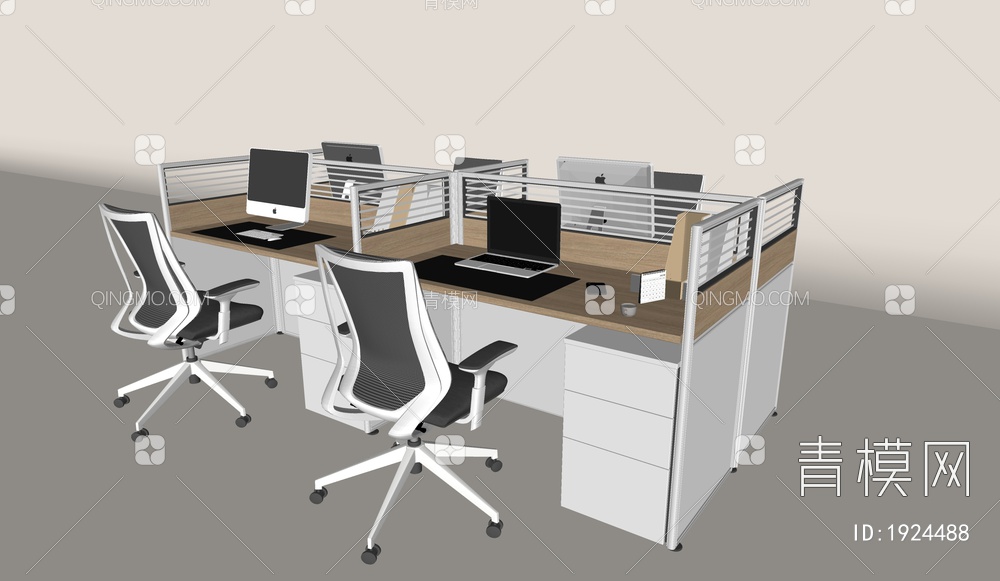 办公桌，办公用品SU模型下载【ID:1924488】