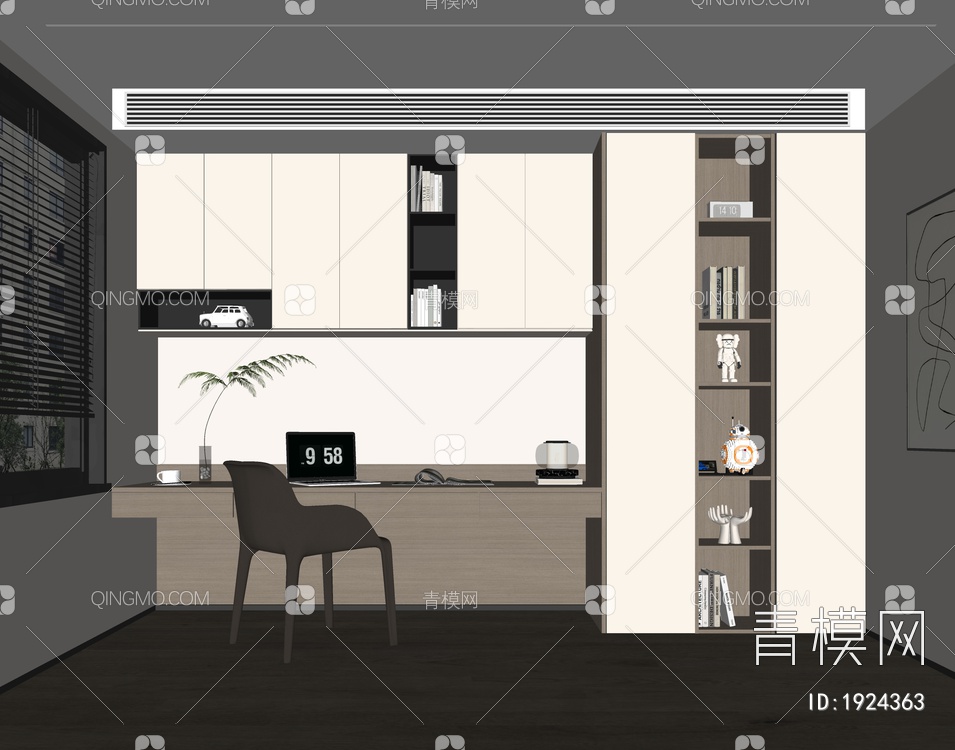 书房SU模型下载【ID:1924363】