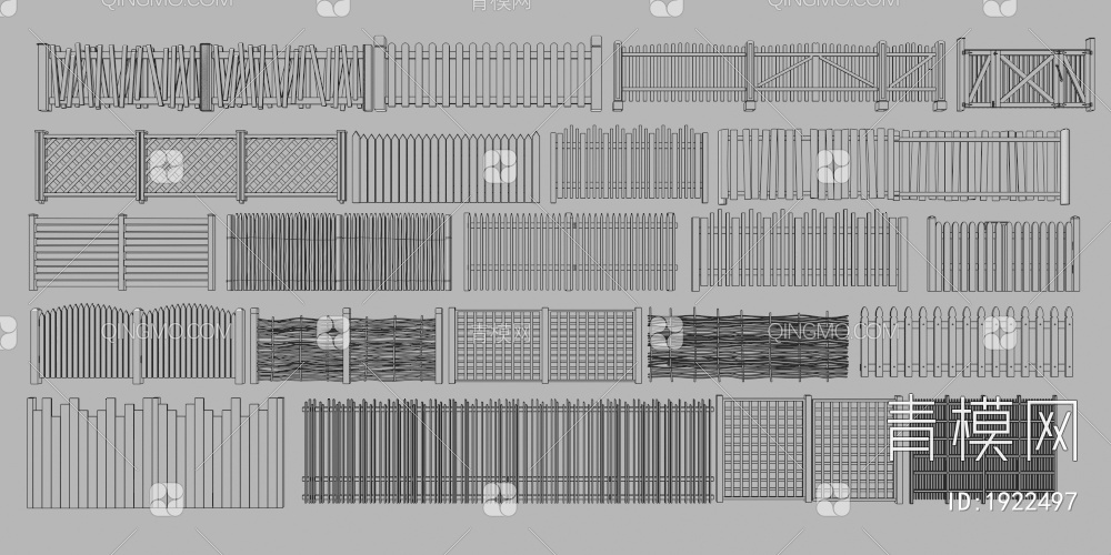 栅栏_木篱笆3D模型下载【ID:1922497】