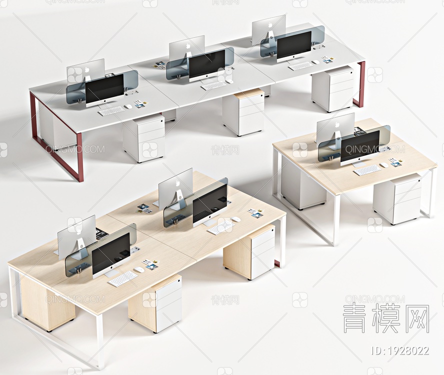 办公桌，工位，职员桌，员工位3D模型下载【ID:1928022】