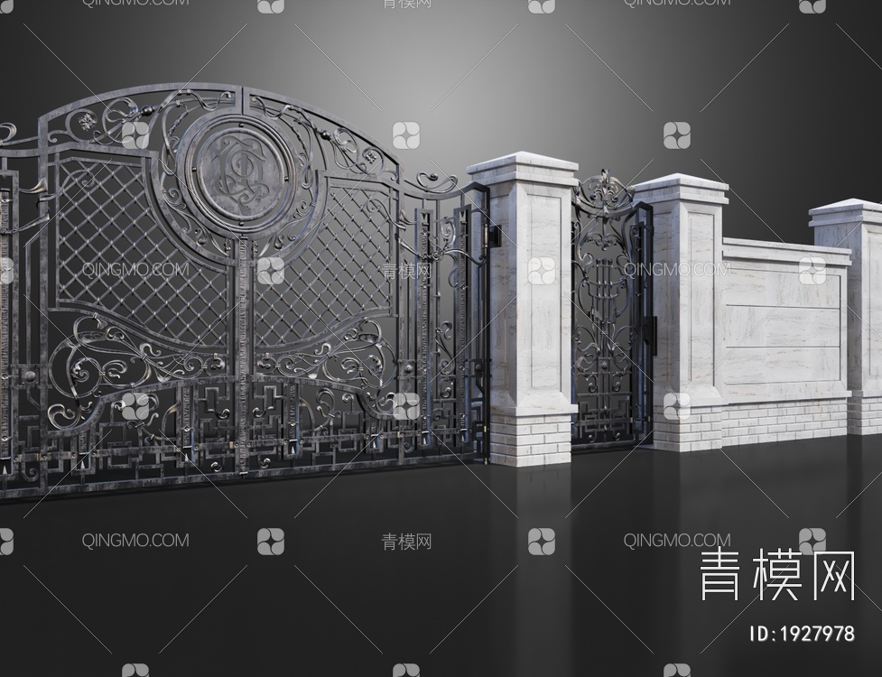 铁艺庭院大门 栅栏护栏3D模型下载【ID:1927978】