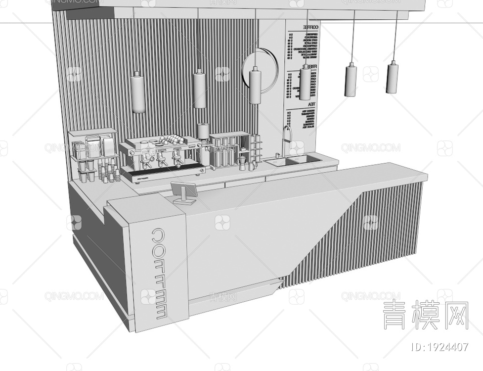 咖啡店工作台3D模型下载【ID:1924407】