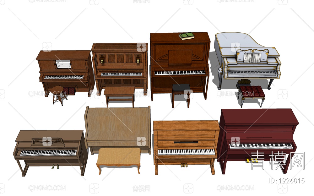 复古老式钢琴SU模型下载【ID:1926015】