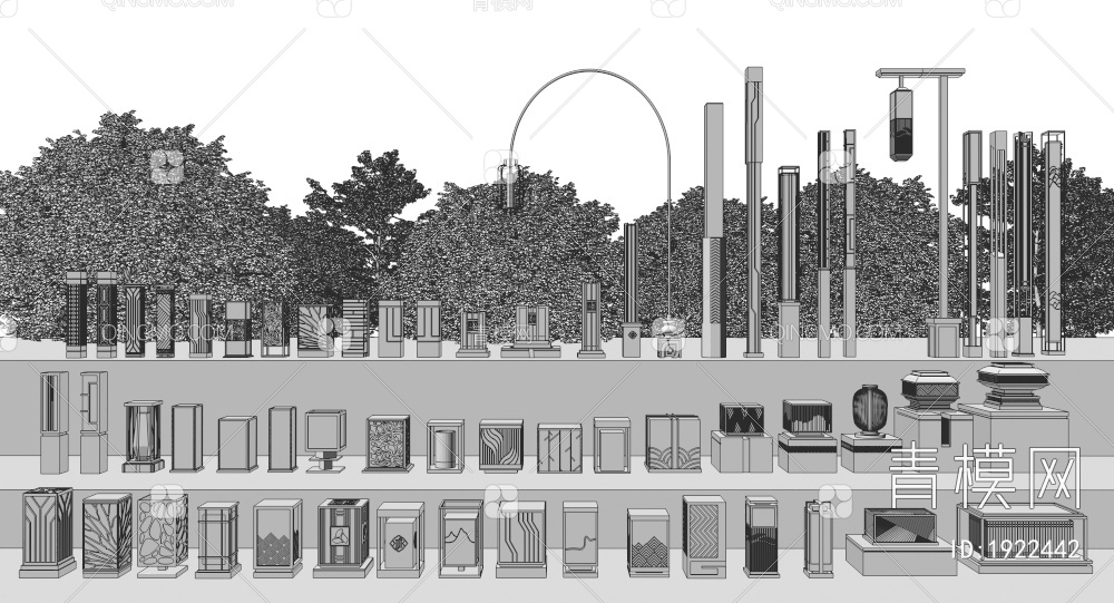 景观灯_庭院灯组合3D模型下载【ID:1922442】