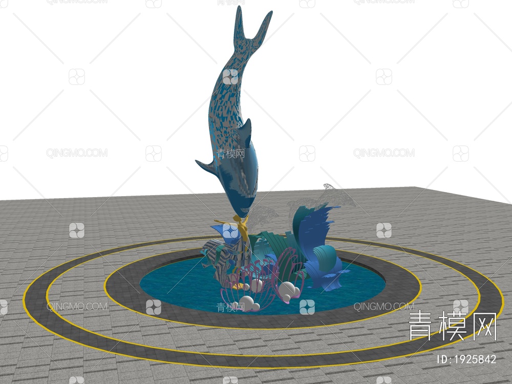 海洋动物雕塑小品SU模型下载【ID:1925842】