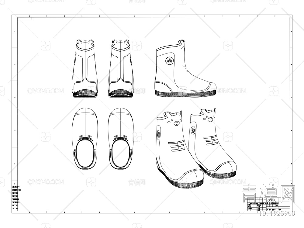 儿童雨鞋CAD制作图【ID:1925900】