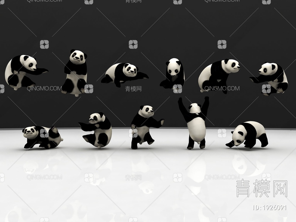 熊猫组合3D模型下载【ID:1926091】