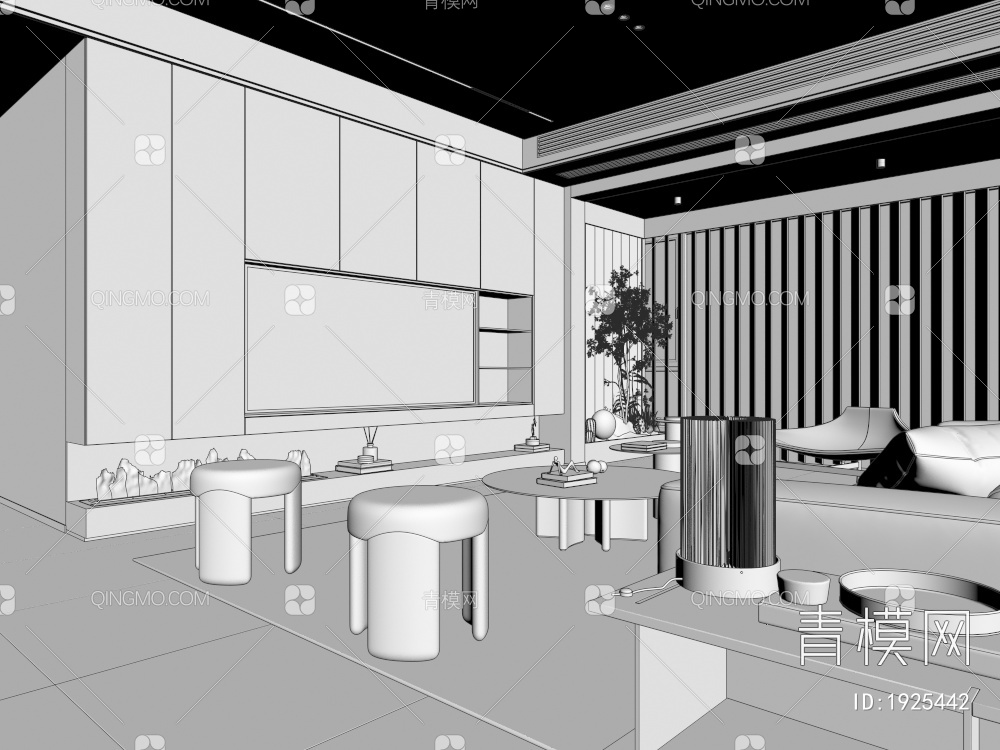 家居客餐厅、开放式厨房3D模型下载【ID:1925442】