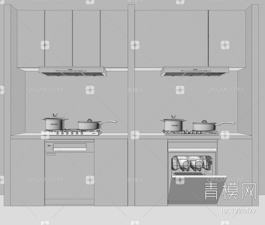 洗碗机，灶具3D模型下载【ID:1924429】