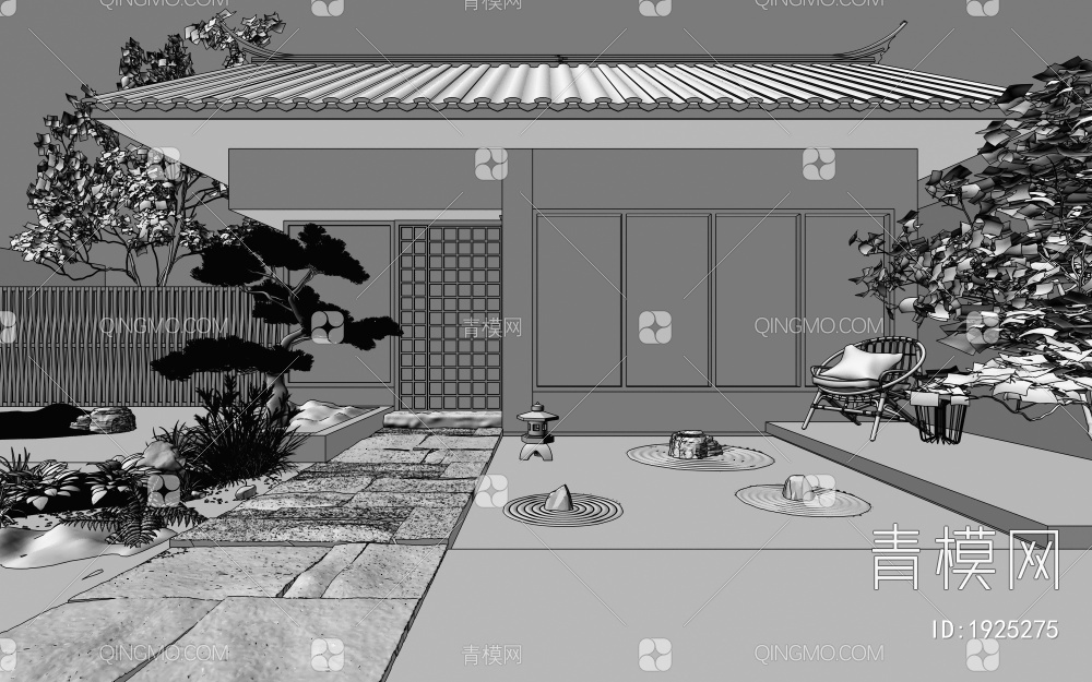 茶室 庭院景观3D模型下载【ID:1925275】