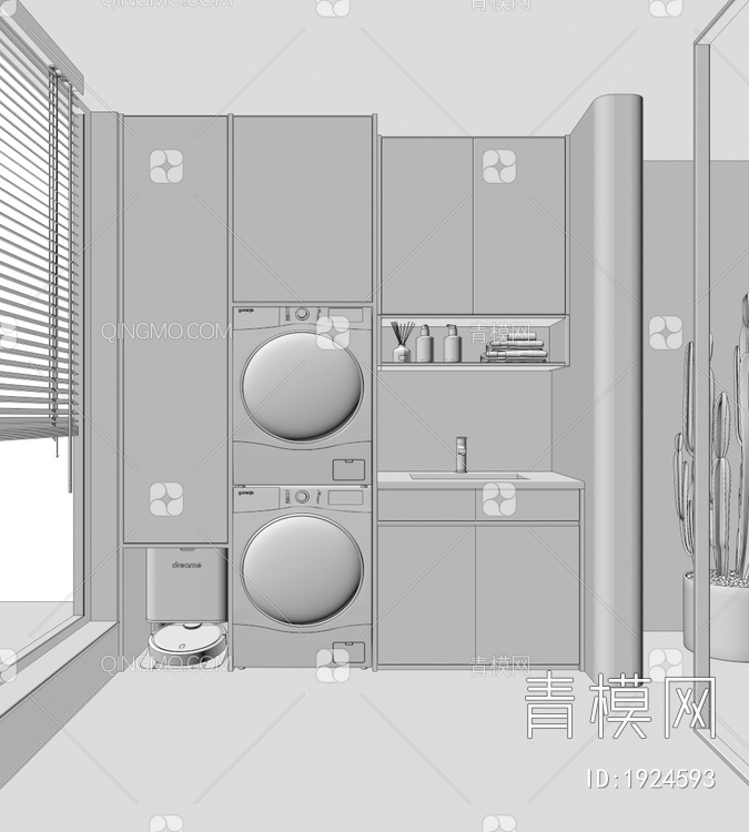 阳台 洗衣柜3D模型下载【ID:1924593】