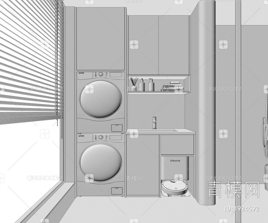 阳台 洗衣柜3D模型下载【ID:1924592】