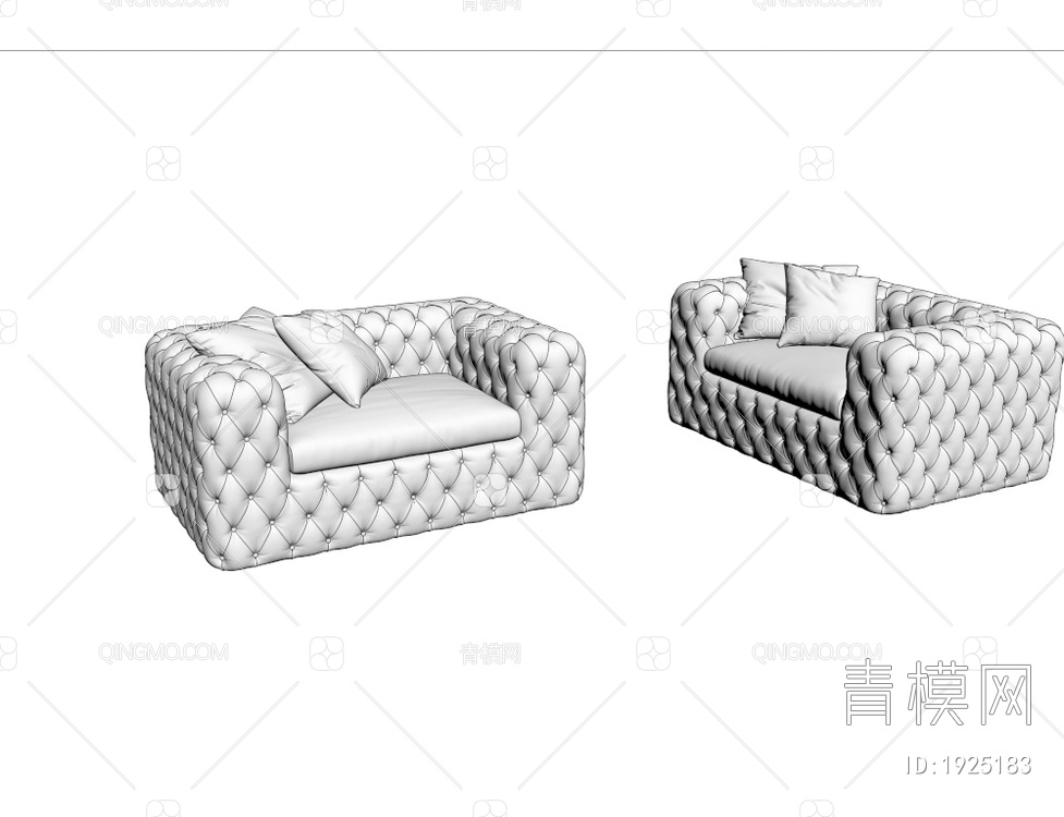真皮单人沙发3D模型下载【ID:1925183】