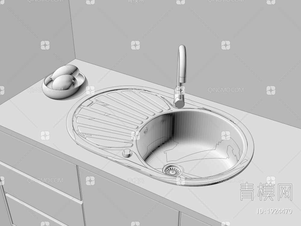 水槽，龙头洗菜盆3D模型下载【ID:1924470】