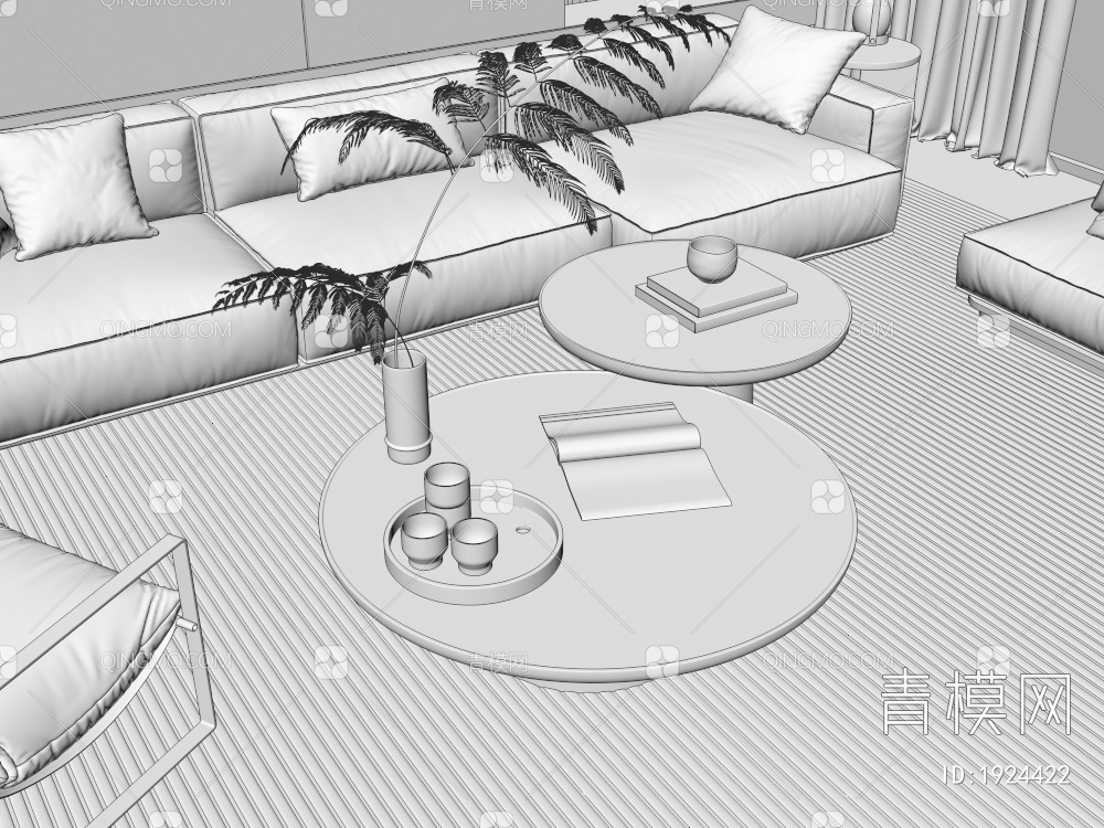 茶几，沙发3D模型下载【ID:1924422】