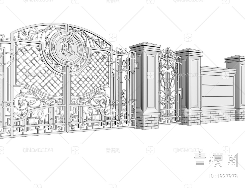 铁艺庭院大门 栅栏护栏3D模型下载【ID:1927978】