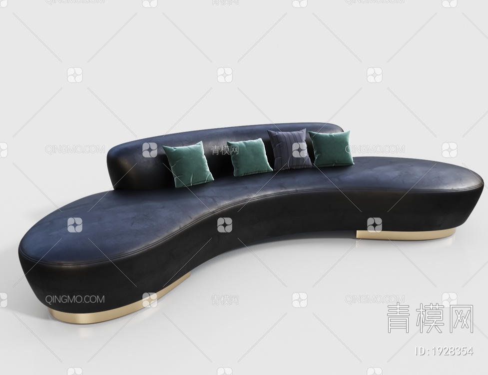 皮革弧形沙发3D模型下载【ID:1928354】