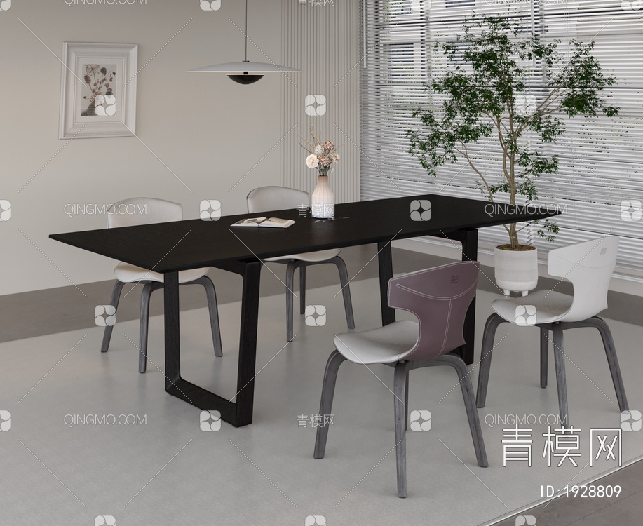 餐厅 餐桌椅组合3D模型下载【ID:1928809】