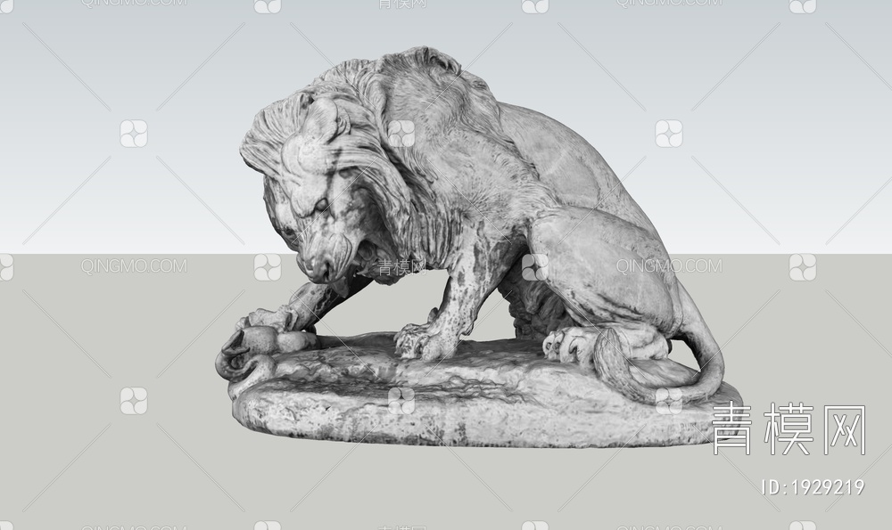 石狮子雕塑 景观雕塑SU模型下载【ID:1929219】