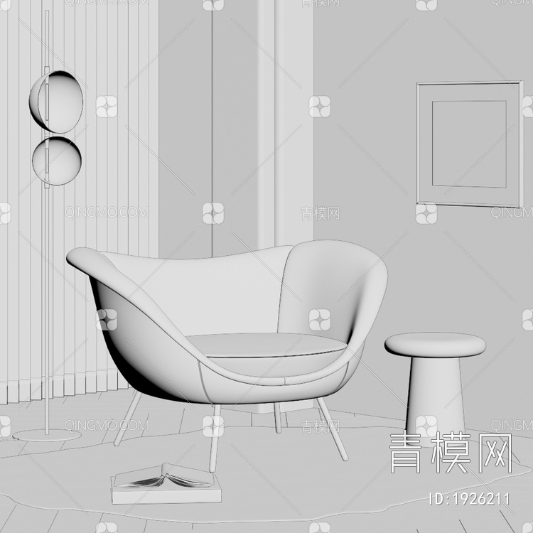单人沙发，休闲椅3D模型下载【ID:1926211】
