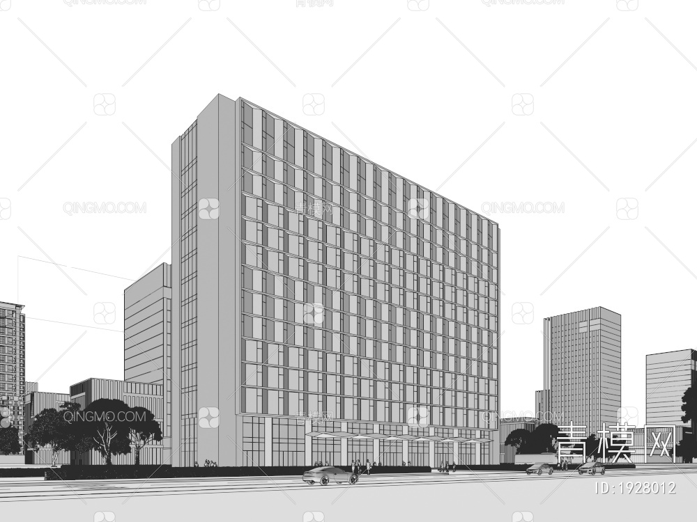 高层宾馆酒店、商务办公楼3D模型下载【ID:1928012】