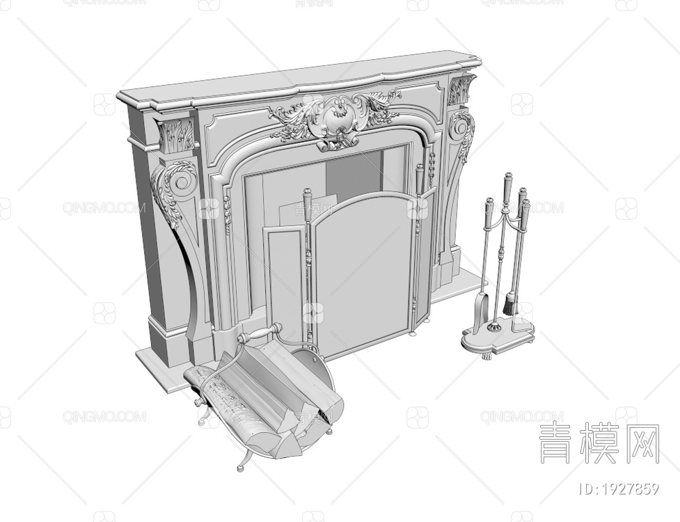 大理石雕花罗马柱壁炉3D模型下载【ID:1927859】