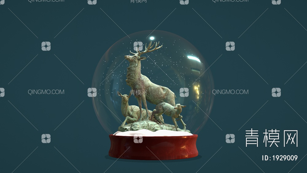 水晶球摆件 麋鹿雕塑SU模型下载【ID:1929009】