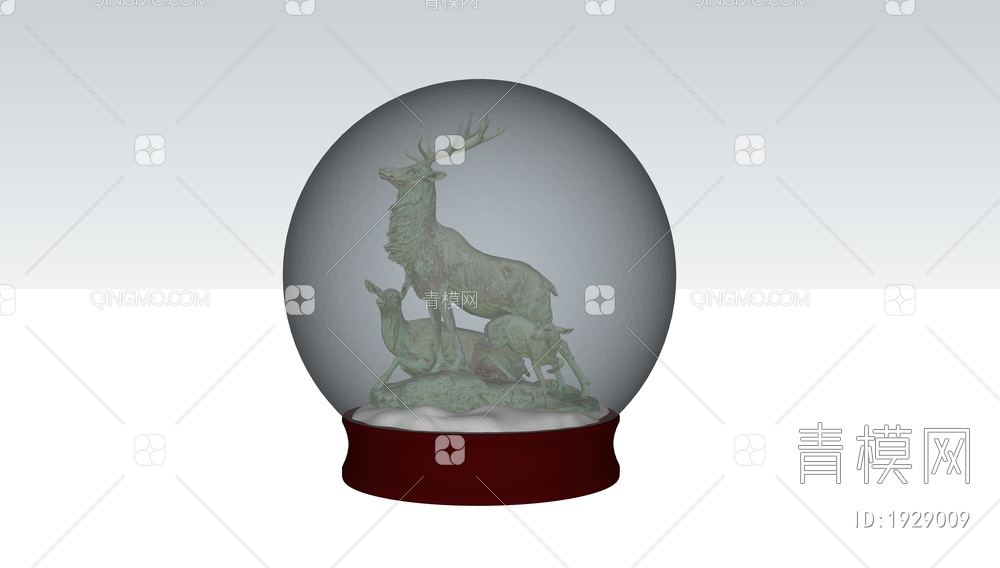 水晶球摆件 麋鹿雕塑SU模型下载【ID:1929009】