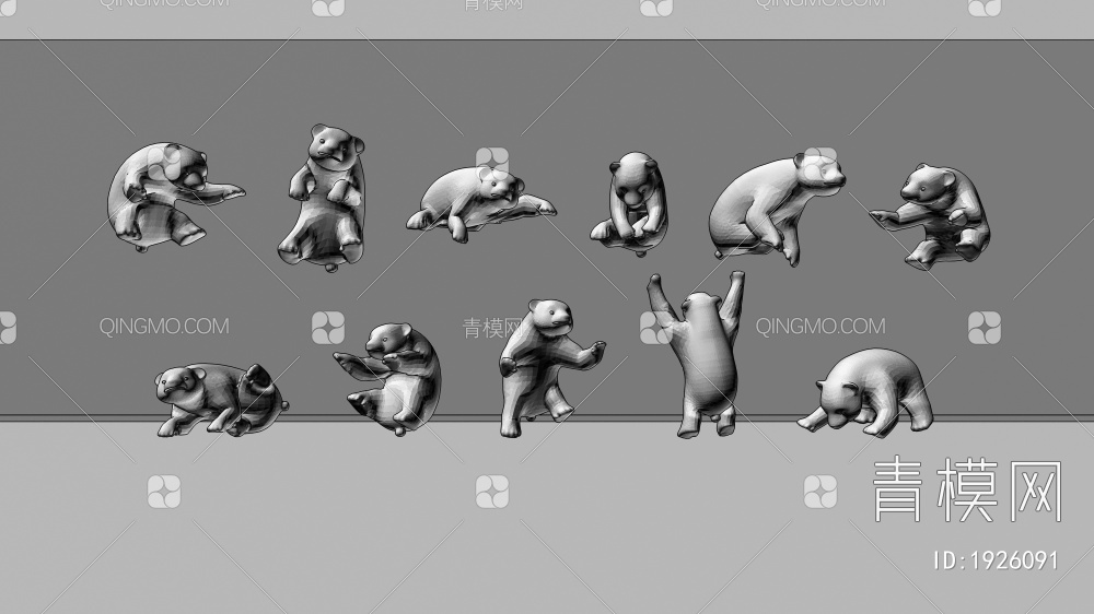 熊猫组合3D模型下载【ID:1926091】