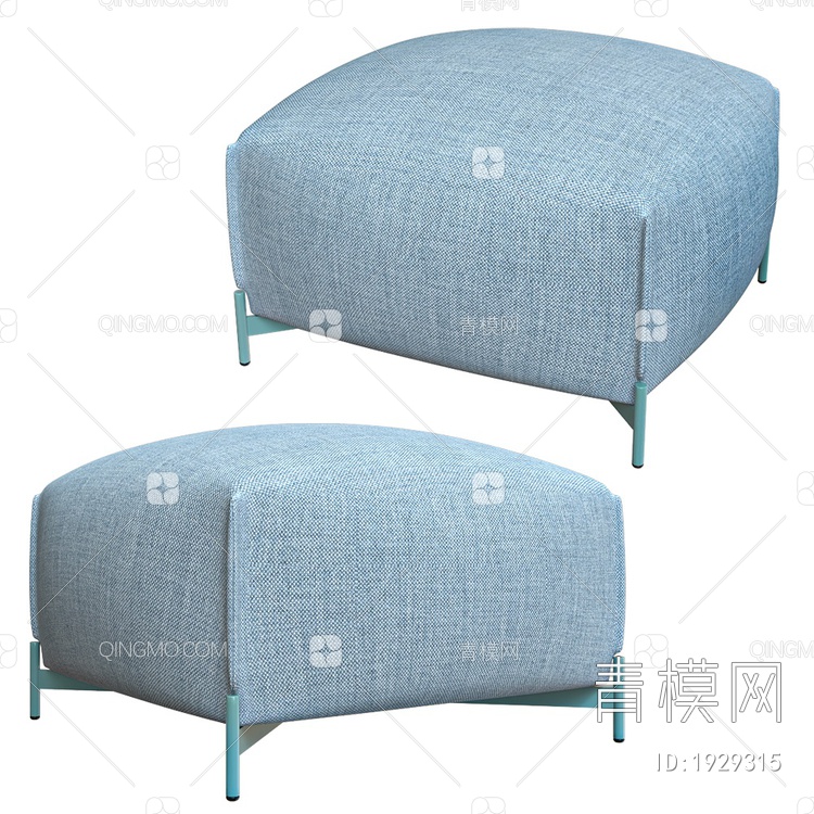Mochi淡蓝面包凳3D模型下载【ID:1929315】
