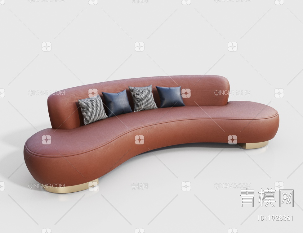 皮革弧形沙发3D模型下载【ID:1928361】