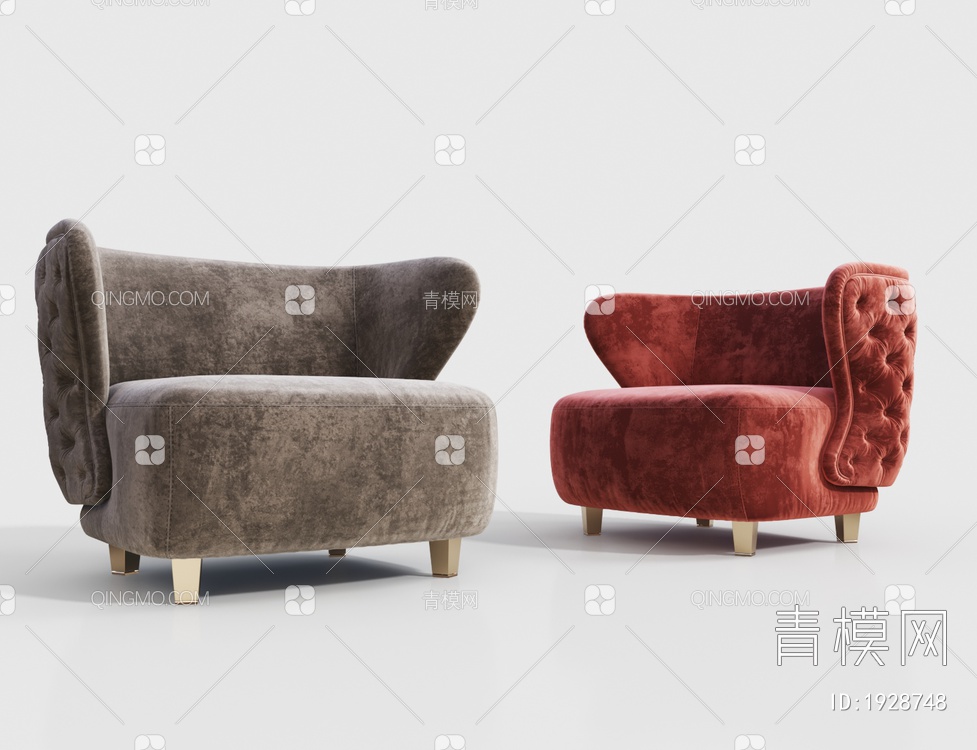 布艺单人沙发3D模型下载【ID:1928748】