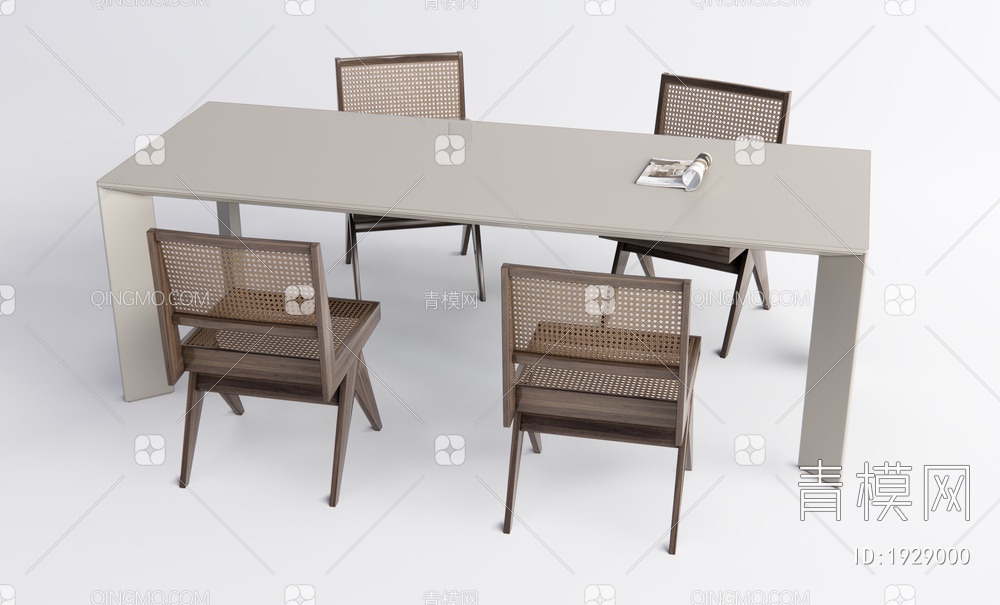 餐桌椅组合SU模型下载【ID:1929000】