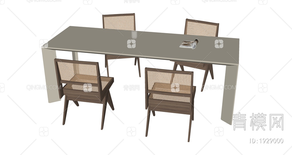 餐桌椅组合SU模型下载【ID:1929000】