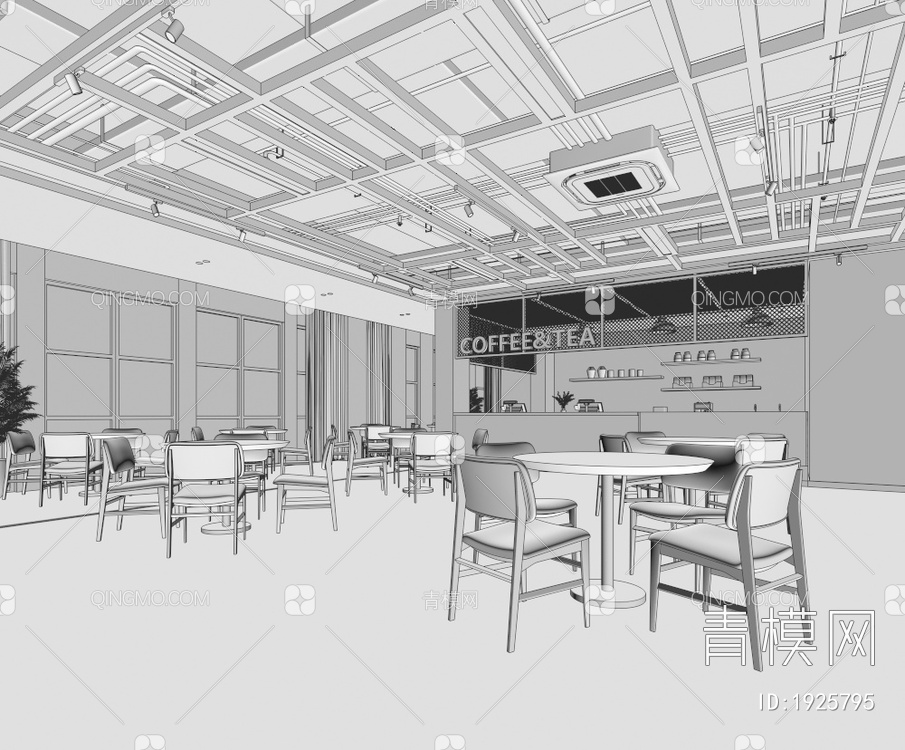 餐厅 食堂 学校食堂3D模型下载【ID:1925795】