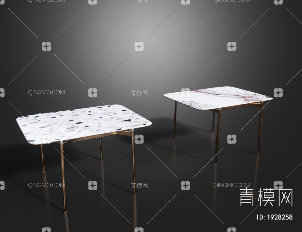 大理石方形桌 餐桌 休闲桌3D模型下载【ID:1928258】